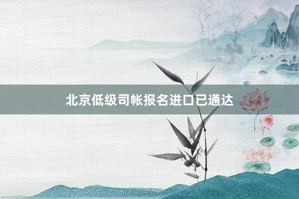 北京低级司帐报名进口已通达