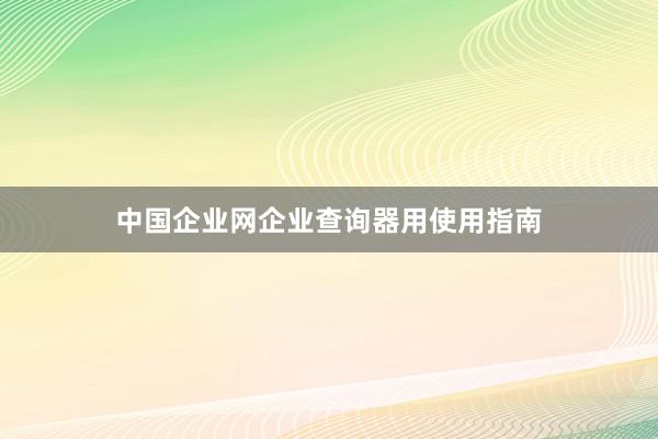 中国企业网企业查询器用使用指南