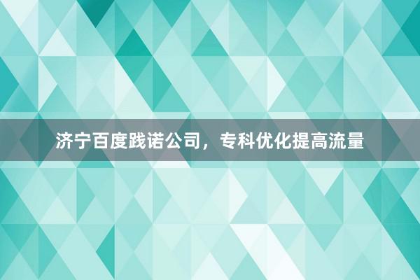 济宁百度践诺公司，专科优化提高流量